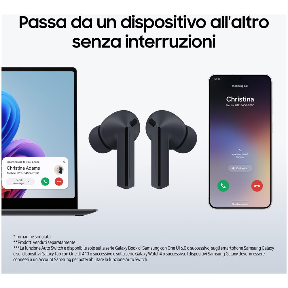 Galaxy Buds3 FE, Auricolari Wireless, Audio 360, Gemini AI, Black - Foto 10