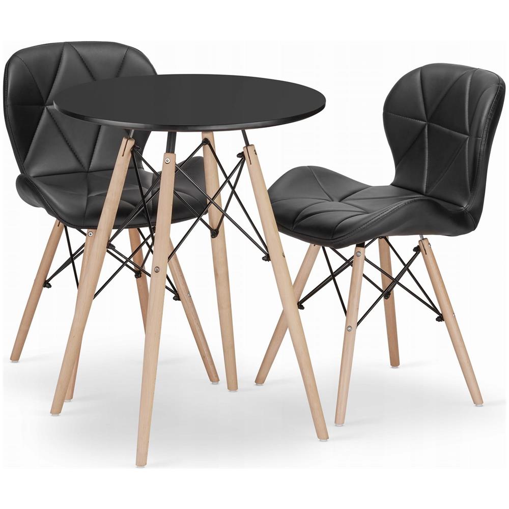 Tavolo rotondo nero KOVA 60 con 2 sedie nere WAKO - Foto 1