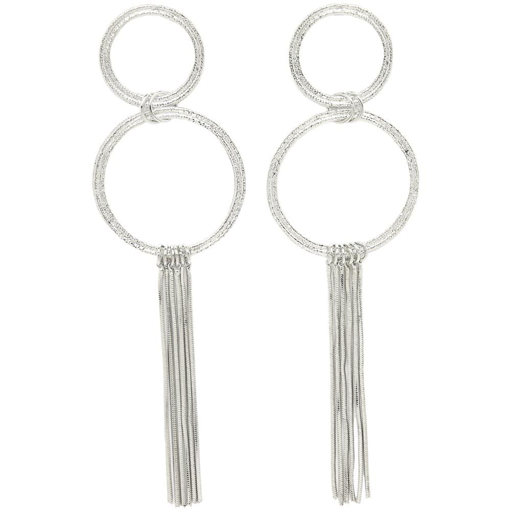 Orecchini a Frangia Circolari Eleganti in Argento - Foto 1