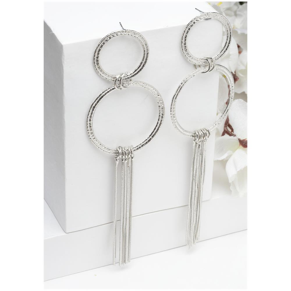 Orecchini a Frangia Circolari Eleganti in Argento - Foto 2