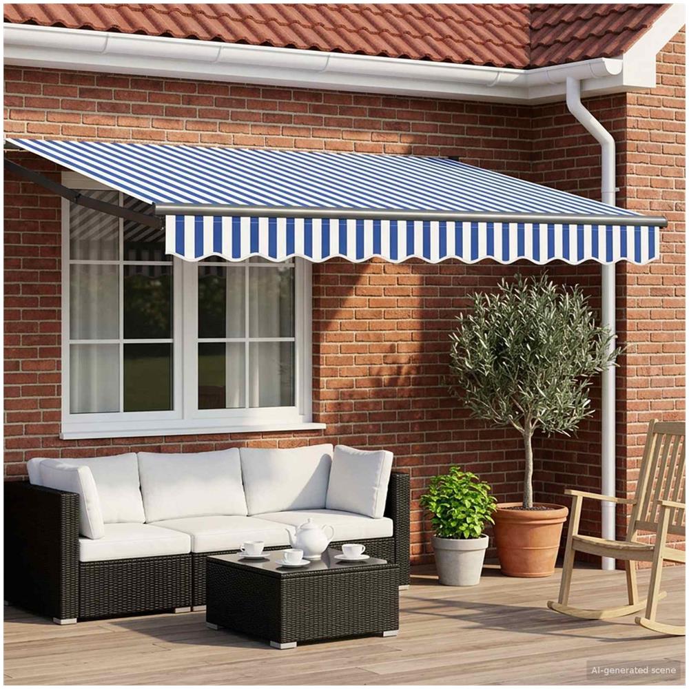 Tenda retrattile manuale con LED Blu e Bianco 3,5 x 2,5 m - Foto 2