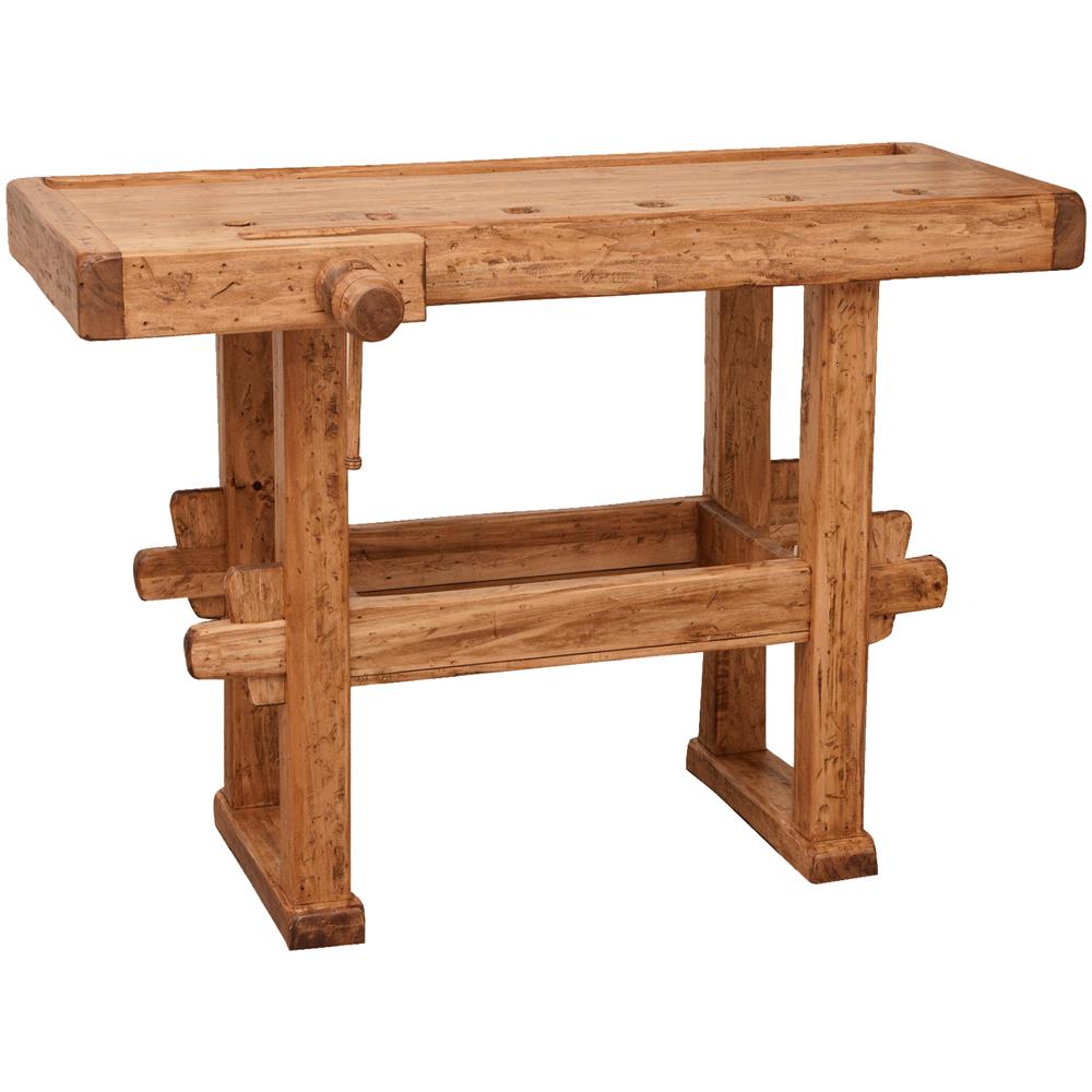 Banco Da Lavoro Country In Legno Massello Di Tiglio Finitura Naturale L130xpr73xh90 Cm - Foto 2