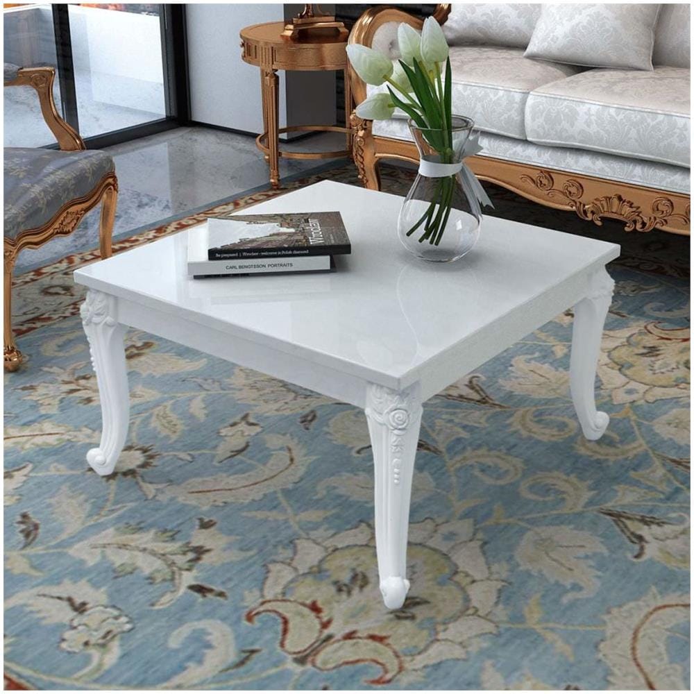 Tavolino 80x80x42 Cm Alto Bianco Lucido - Foto 1