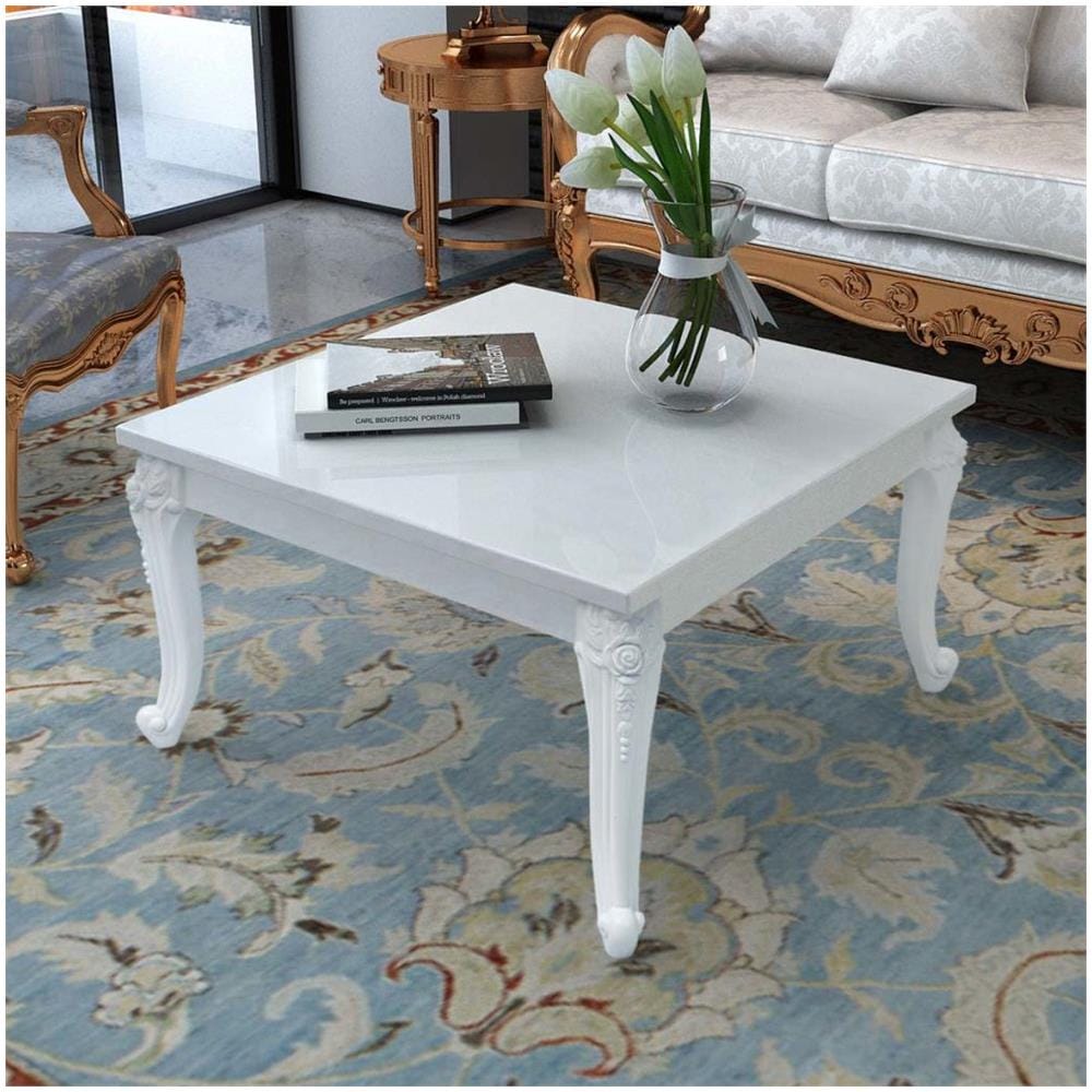 Tavolino 80x80x42 Cm Alto Bianco Lucido - Foto 2