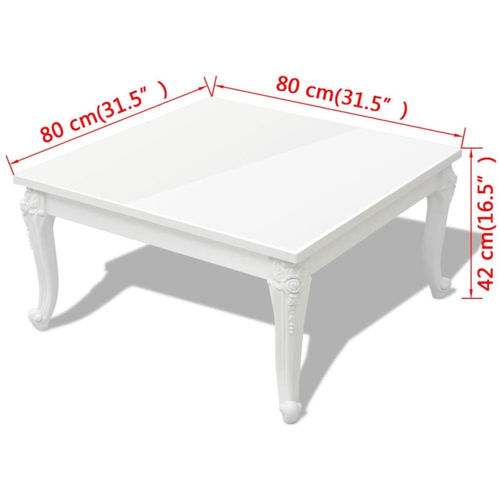 Tavolino 80x80x42 Cm Alto Bianco Lucido - Foto 10