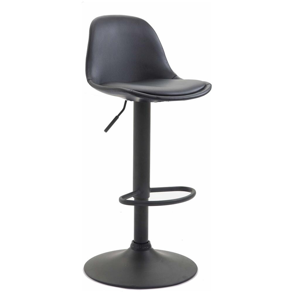 Sgabello Design Kiel in Similpelle - Sgabello da Cucina Girevole e con Altezza Regolabile I Sgabello da Bar Imbottito e con Poggiapiedi Nero Nero - Foto 1