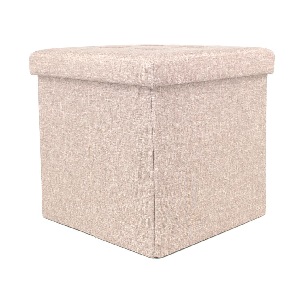 Pouf Contenitore Imbottito Pieghevole Modello Liner Colore Caffelatte   - Foto 3