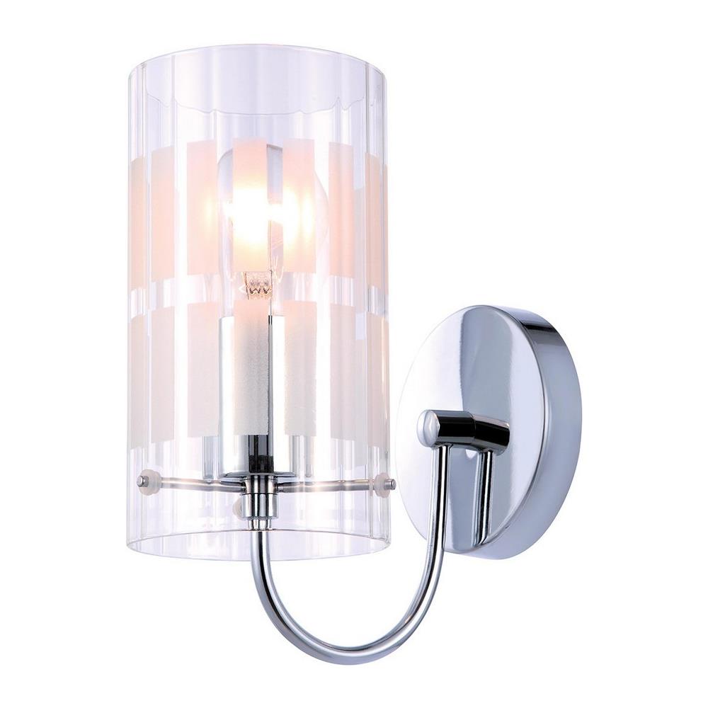 Applique Moderna Cromo 1 Luce Con Paralume Trasparente, Attacco E27 - Foto 1