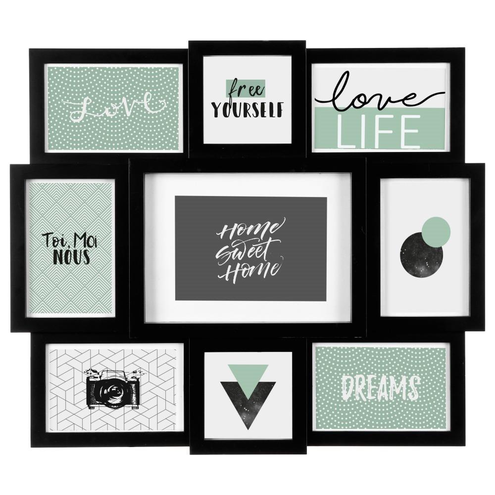 Set Di Cornici Per Foto, Collage, 9 Pezzi, Colore Nero, - Foto 1