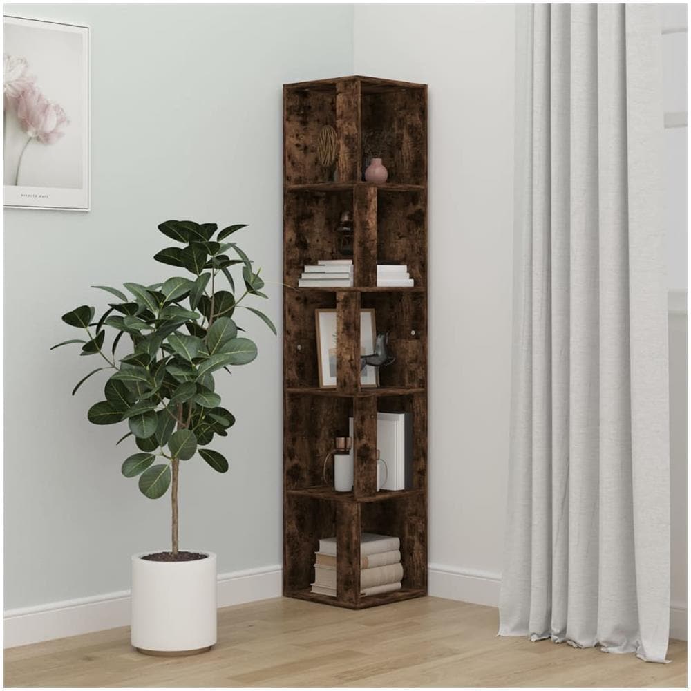 Scaffale Angolare Rovere Fumo 33x33x164,5 cm Legno Multistrato - Foto 1