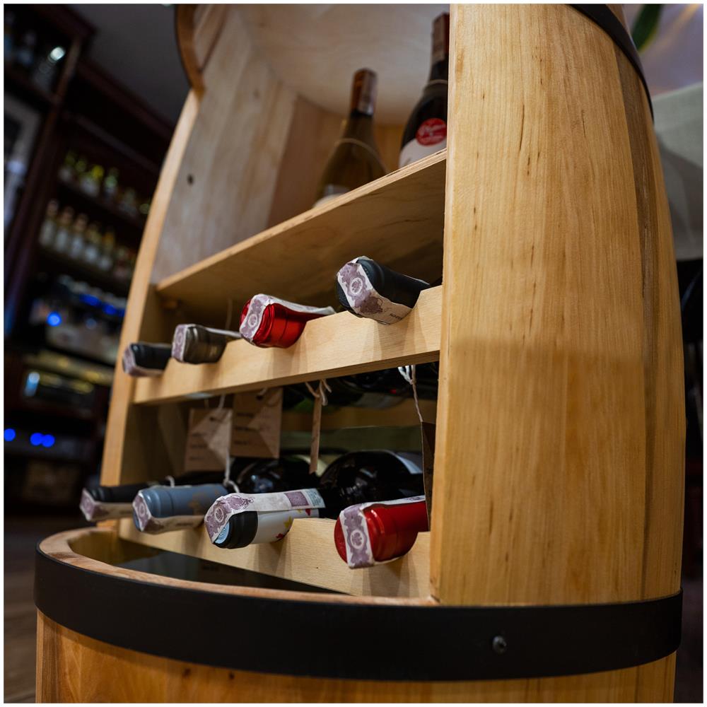 Scaffale Per Vino, Cantinetta In Legno, Barile In Legno, Da 80 Cm Di Altezza, Botte Di Vino, Scaffale Per Bottiglie Di Alcol, Portabottiglie In Legno (rovere)  - Foto 2