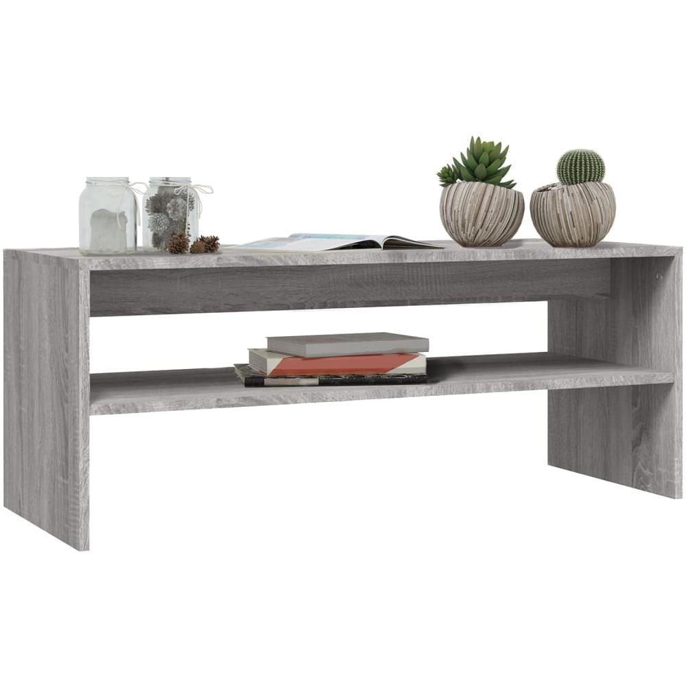 Tavolino Da Salotto Grigio Sonoma 100x40x40cm Legno Multistrato - Foto 3