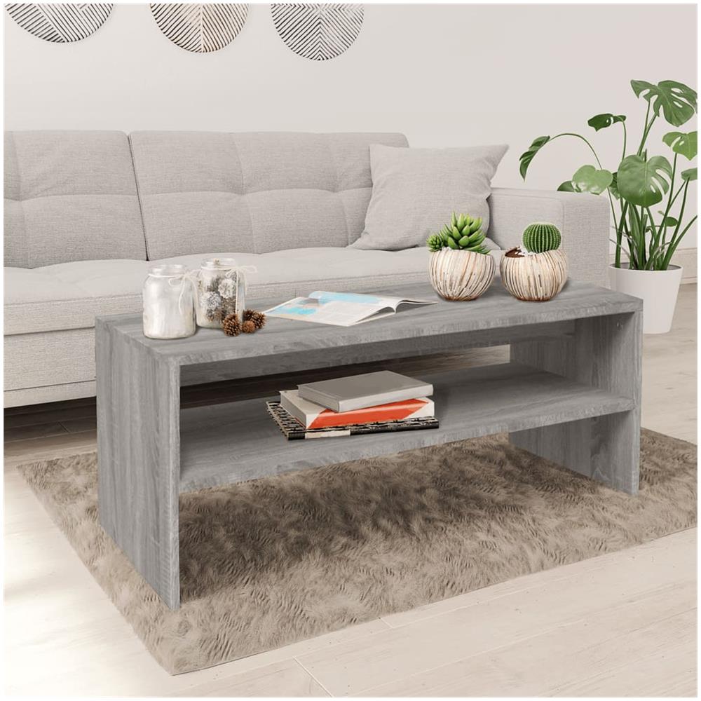 Tavolino Da Salotto Grigio Sonoma 100x40x40cm Legno Multistrato - Foto 1