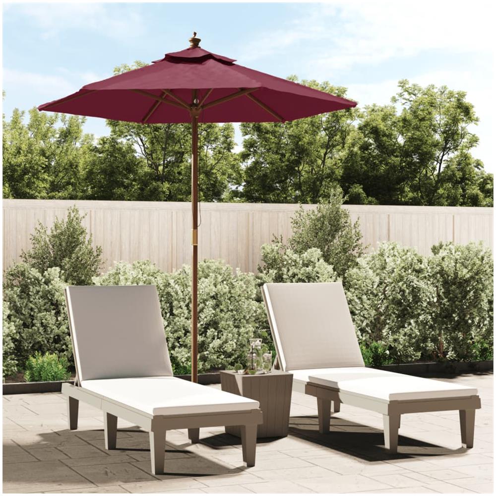 Ombrellone Da Giardino Con Palo In Legno Bordeaux 196x231 Cm - Foto 1