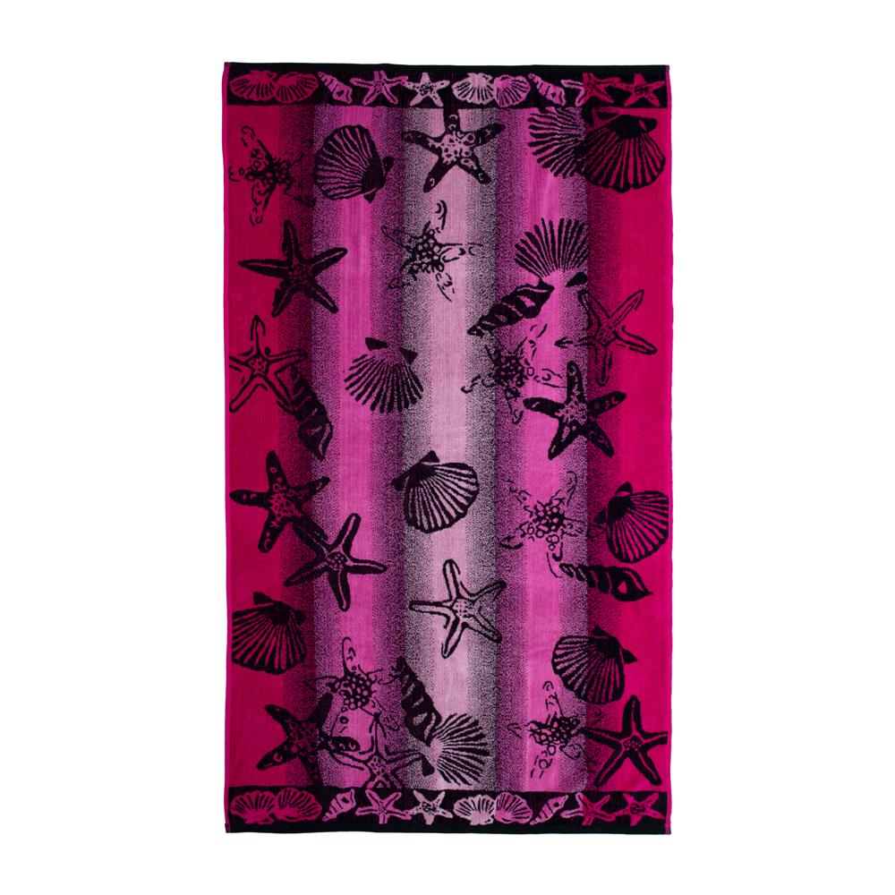 Telo Mare Jacquard Spugna Asciugamano Spiaggia Disegno New Shell Fucsia - Foto 1