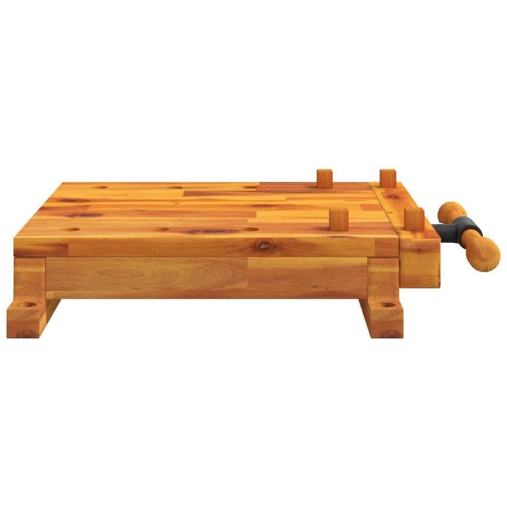 Banco Da Lavoro Con Morsa 52x44x9,5 Cm Legno Massello Di Acacia - Foto 3