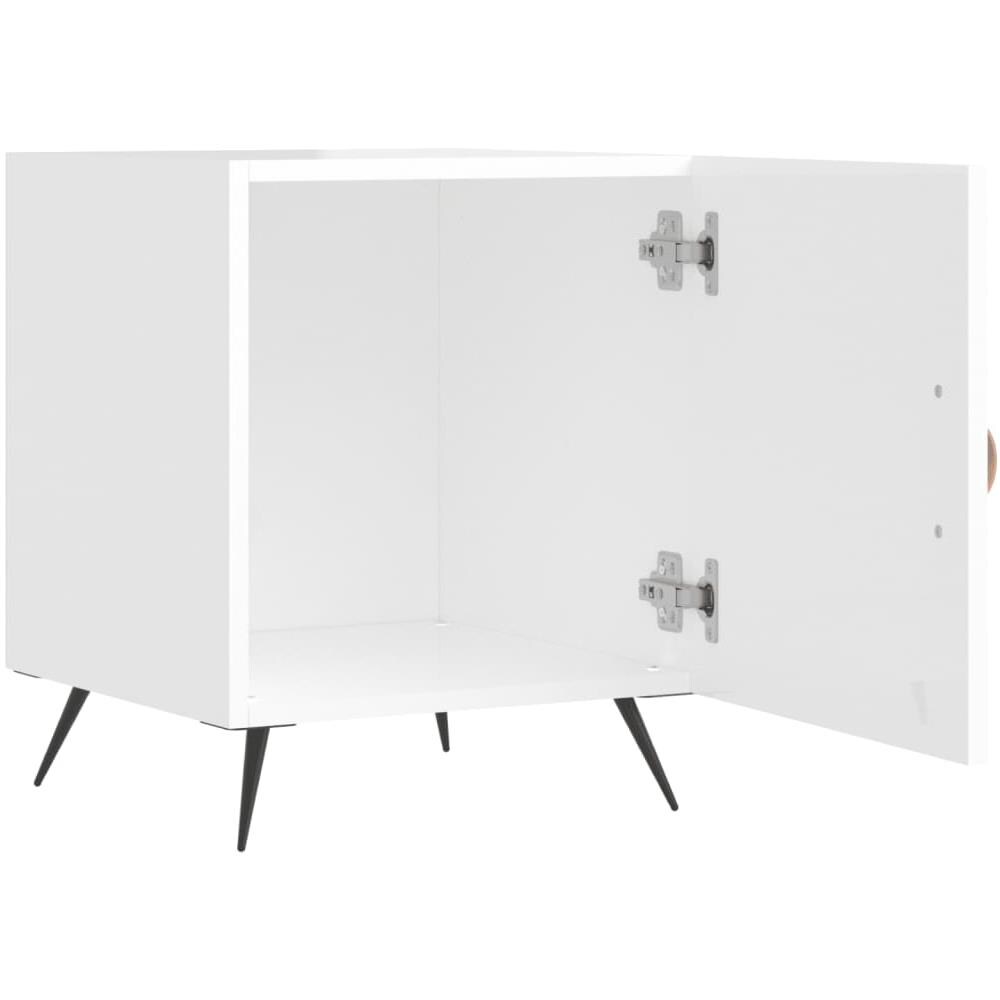 Comodino Bianco Lucido 40x40x50 Cm In Legno Multistrato - Foto 3