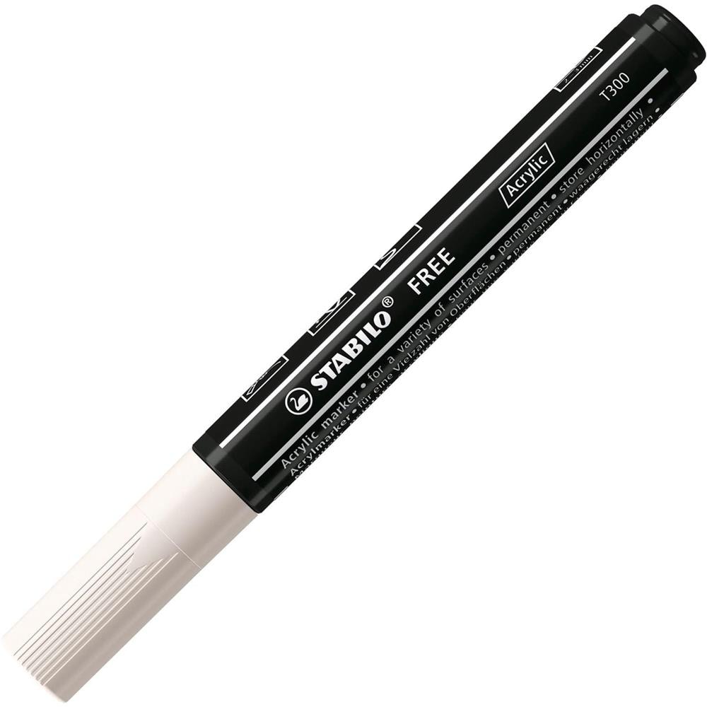 FREE Acrylic - Marker acrilico - T300 Punta rotonda 2-3mm - Confezione da 5 - Bianco - Foto 2