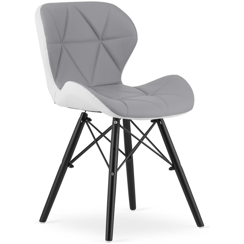 Sedia in ecopelle WAKO - Design moderno grigio-bianco con gambe nere - Foto 1