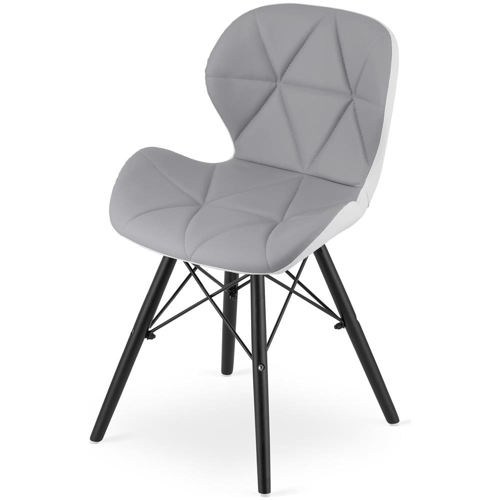 Sedia in ecopelle WAKO - Design moderno grigio-bianco con gambe nere - Foto 6