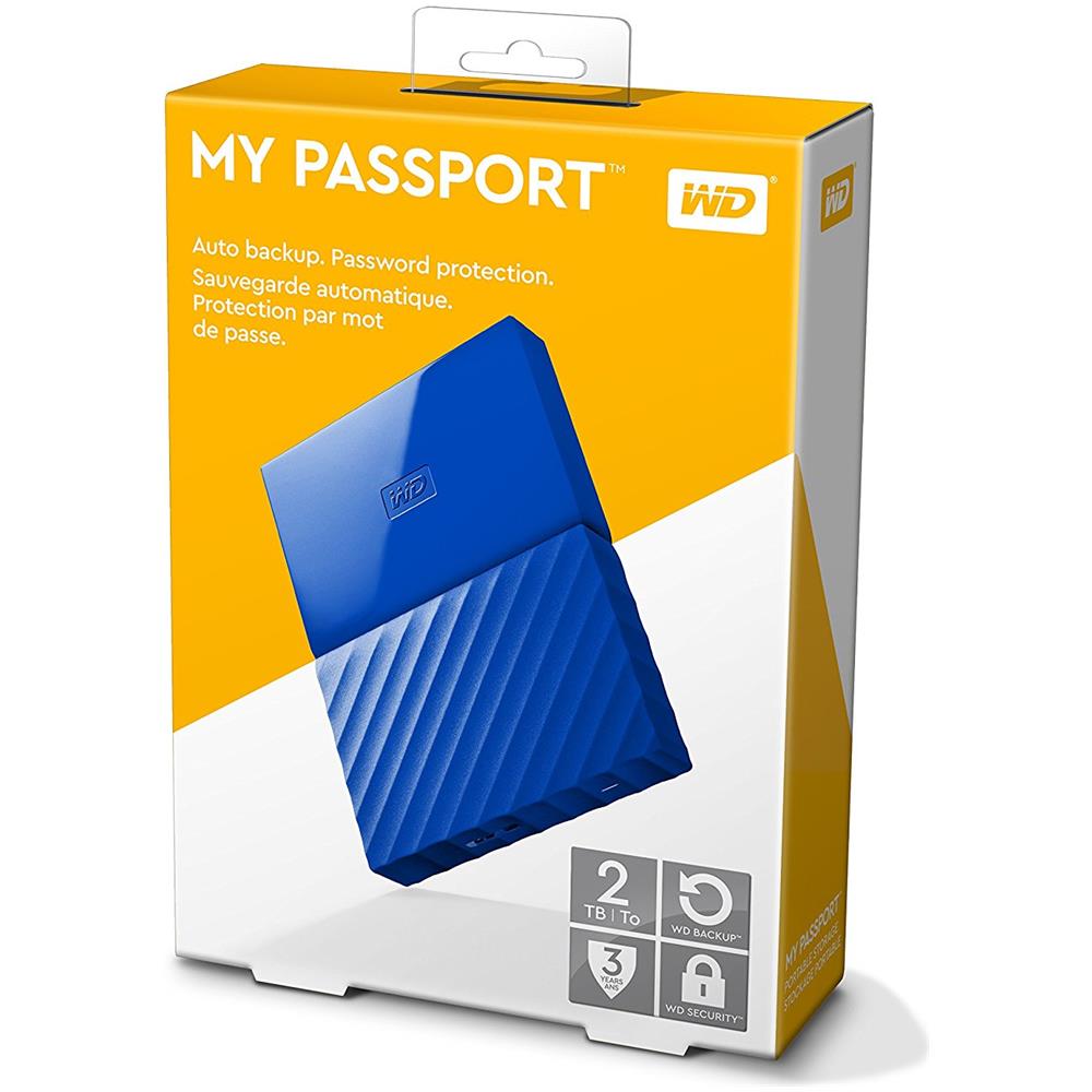 Hard Disk Esterno My Passport 2TB Interfaccia USB 3.0 Colore Blu - Foto 2