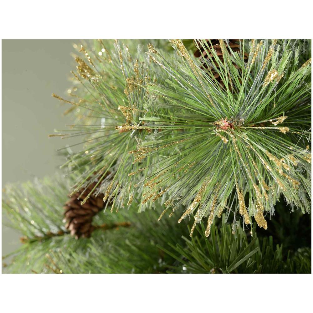 Albero Di Natale Artificiale Pino Verde Con Glitter E Pigne 1017 Rami Altezza 2,10 Metri - Foto 2