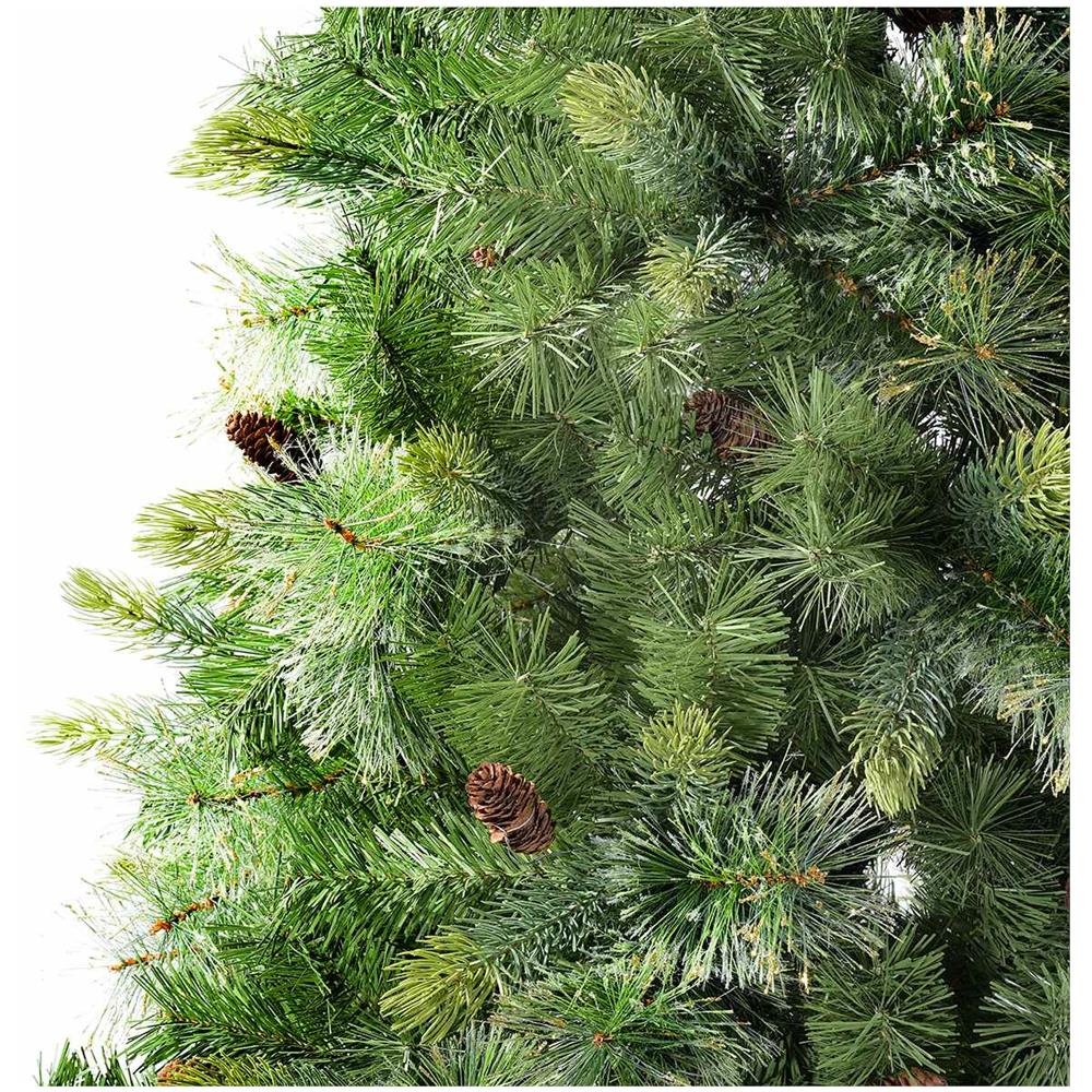 Albero Di Natale Artificiale Pino Verde Con Glitter E Pigne 1017 Rami Altezza 2,10 Metri - Foto 3