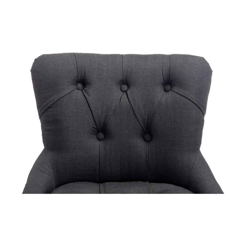 Sgabello Legno Lakewood Antico-Chiaro - Sgabello Alto Vintage in Tessuto - Sedia Bar Chesterfield con Poggiapiedi Alt. 74 cm Grigio Scuro - Foto 5