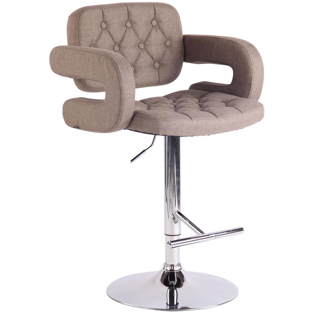 Sgabello Design Dublin In Tessuto - Sgabello Bar Girevole E Regolabile In Altezza 65-85 CM - Sgabello Alto Con Schienale E Braccioli Tortora - Foto 1