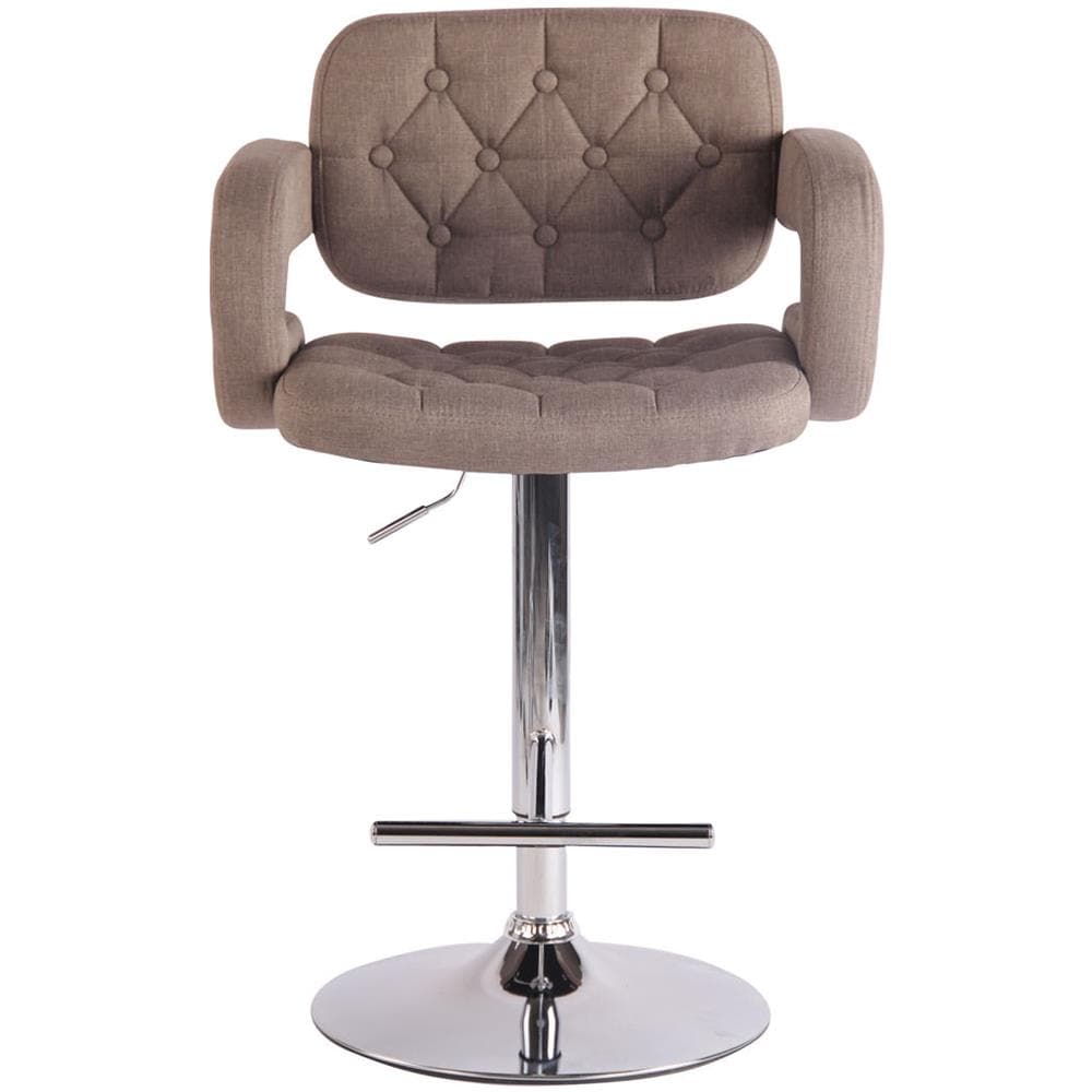 Sgabello Design Dublin In Tessuto - Sgabello Bar Girevole E Regolabile In Altezza 65-85 CM - Sgabello Alto Con Schienale E Braccioli Tortora - Foto 2