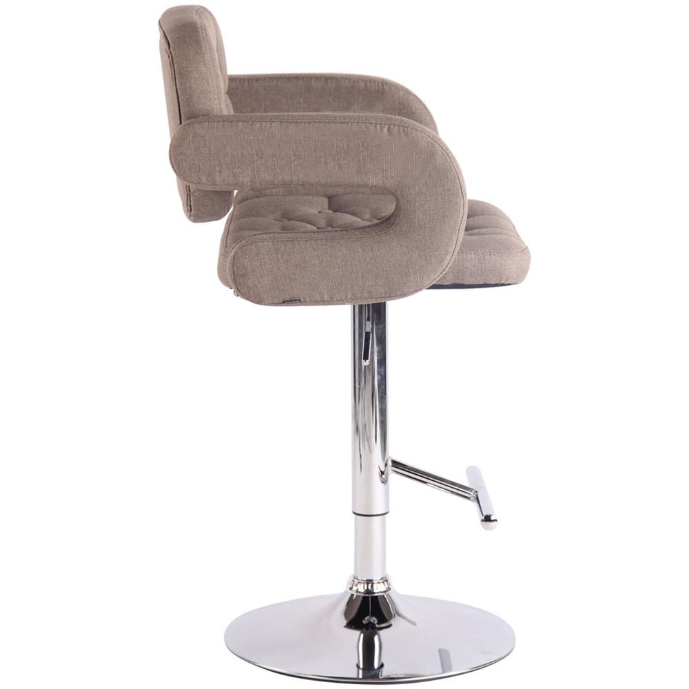 Sgabello Design Dublin In Tessuto - Sgabello Bar Girevole E Regolabile In Altezza 65-85 CM - Sgabello Alto Con Schienale E Braccioli Tortora - Foto 3