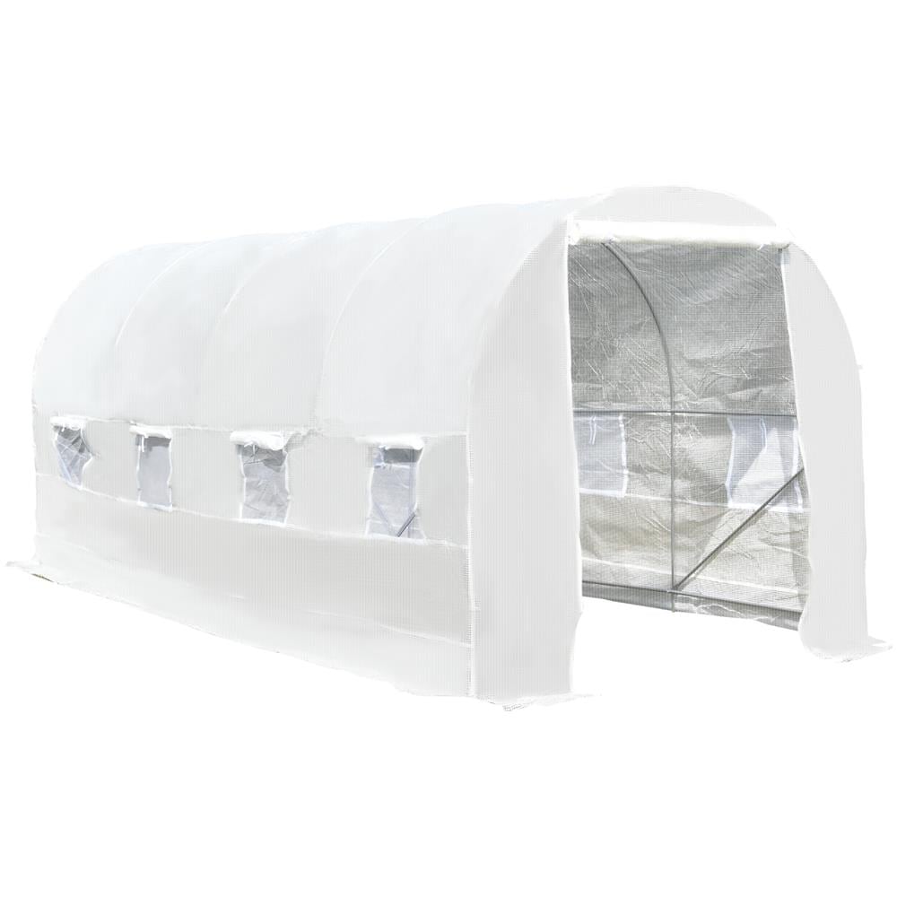 Serra Tunnel Con Struttura In Acciaio Zincato E Telo In Polietilene 6 Finestre Avvolgibili Bianco 5 X 2 X 2 M - Foto 1