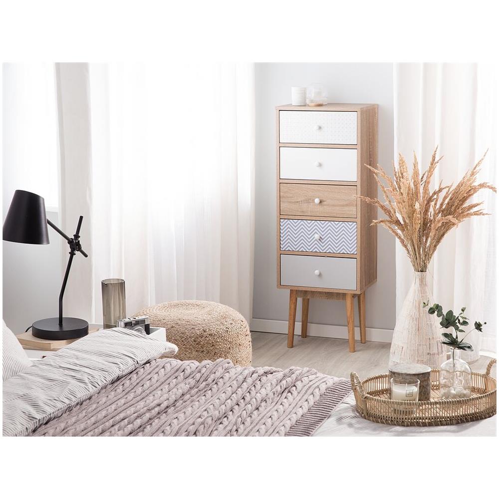 Cassettiera 5 Cassetti Marrone Chiaro E Bianco Foley - Foto 2