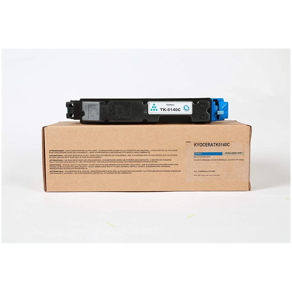 TONER COMPATIBILE - Kyocera Tk-5140c Ciano 1t02nrcnl0 Per Ecosys M6030cdn, Ecosys M6530cdn, Ecosys P6130cdn Fornito Di Intelligent Chip Capacità 5000 Copie Made In Italy - Foto 1