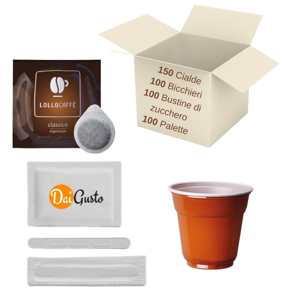 150 Cialde Lollo Caffe' Con 100 Bicchierini 100 Palette 100 Bustine Di Zucchero - Foto 1