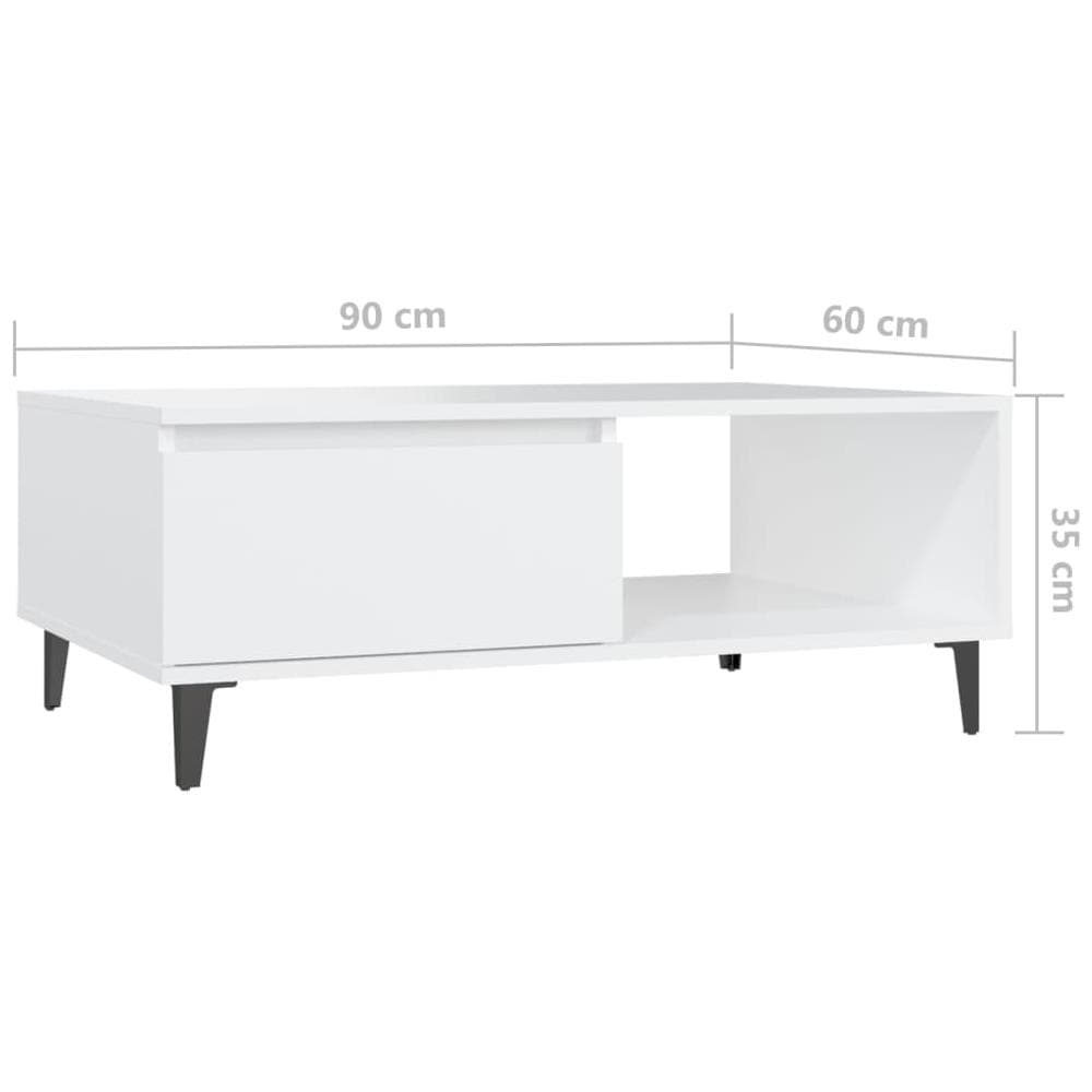 Tavolino da Salotto Bianco 90x60x35 cm in Legno Multistrato - Foto 8