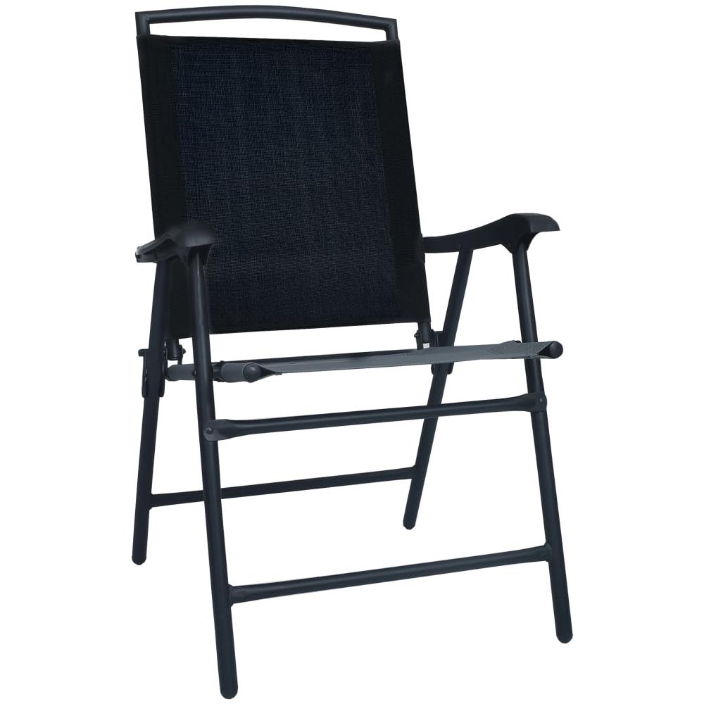 Sedie da Giardino Pieghevoli 2 pz in Textilene Nere - Foto 3