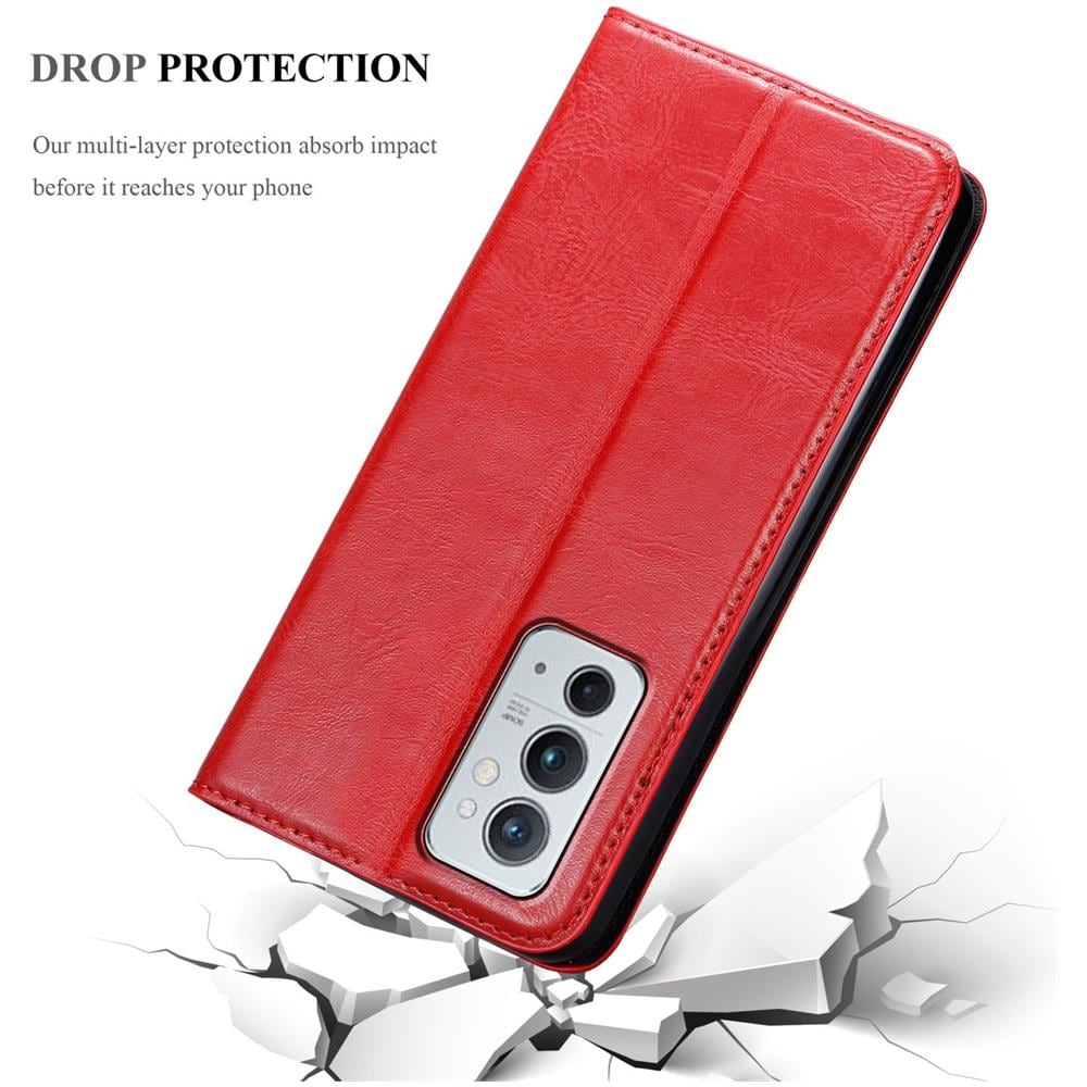 Custodia Compatibile Con Oneplus 9rt 5g In Rosso Mela - Coperchio Protettiva Con Chiusura Magnetica, Funzione Stand E Tasca Per Le Carte - Foto 8