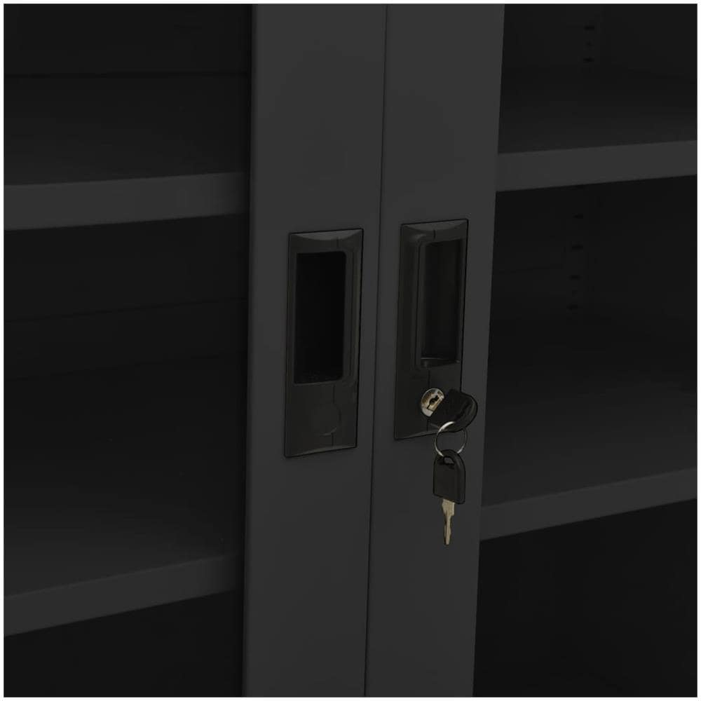 Armadio Ufficio Con Fioriera Antracite 90x40x128 Cm In Acciaio - Foto 2