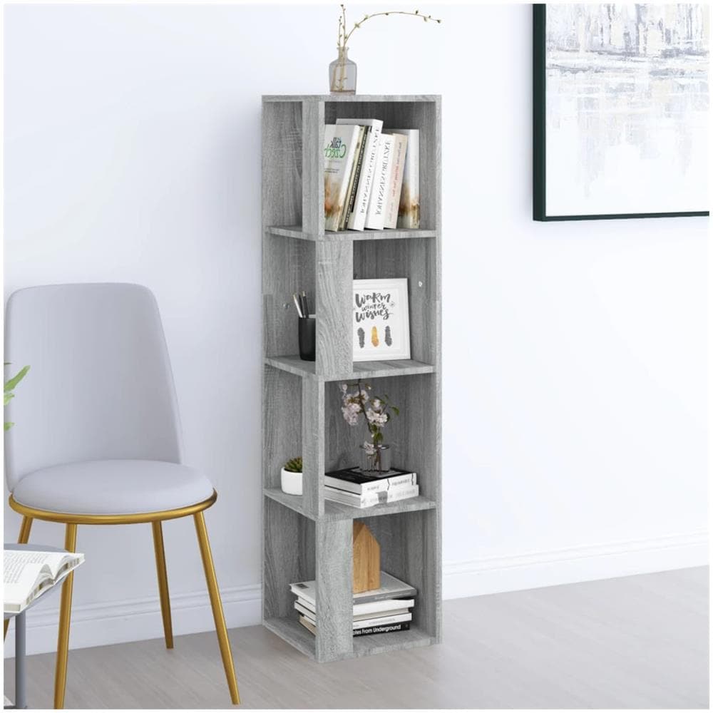 Scaffale Angolare Grigio Sonoma 33x33x132 Cm Legno Multistrato - Foto 1