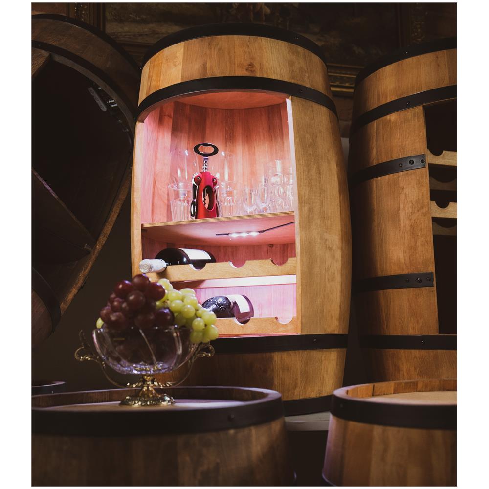 Scaffale Per Vino Con Luci A Led Rgb, Cantinetta In Legno, Barile In Legno, Da 80 Cm Di Altezza, Botte Di Vino, Scaffale Per Bottiglie Di Alcol, Portabottiglie In Legno (rovere) - Foto 2