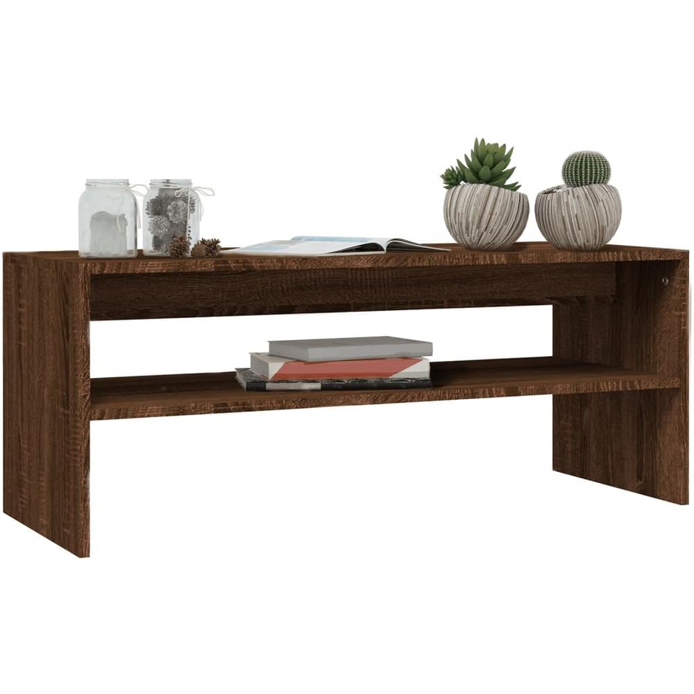 Tavolino Salotto Rovere Marrone 100x40x40 Cm Legno Multistrato - Foto 3