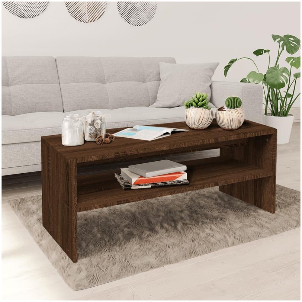 Tavolino Salotto Rovere Marrone 100x40x40 Cm Legno Multistrato - Foto 1