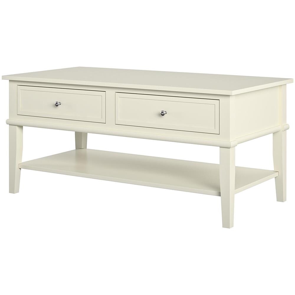 Franklin Tavolino Con 2 Cassetti In Mdf Bianco - Foto 1