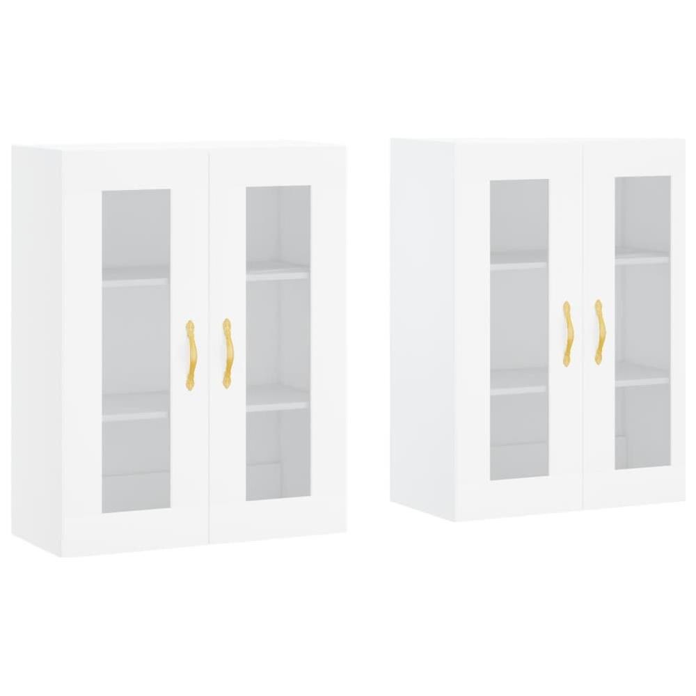 Armadietti A Parete 2 Pz Bianchi In Legno Multistrato - Foto 2