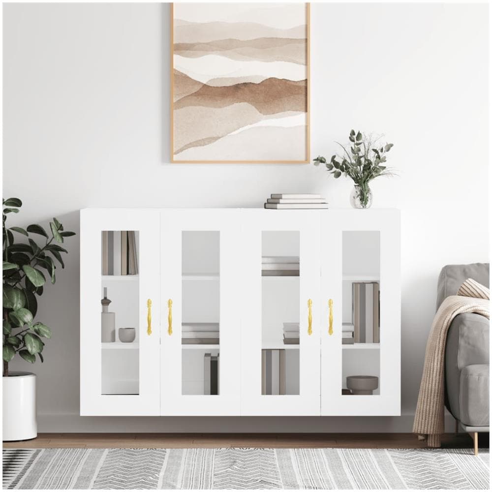 Armadietti A Parete 2 Pz Bianchi In Legno Multistrato - Foto 1