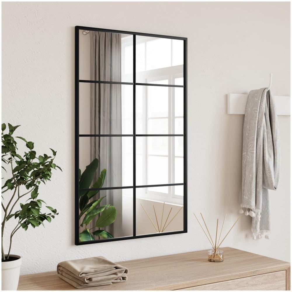 Specchio Da Parete Nero 50x80 Cm Rettangolare In Ferro - Foto 1