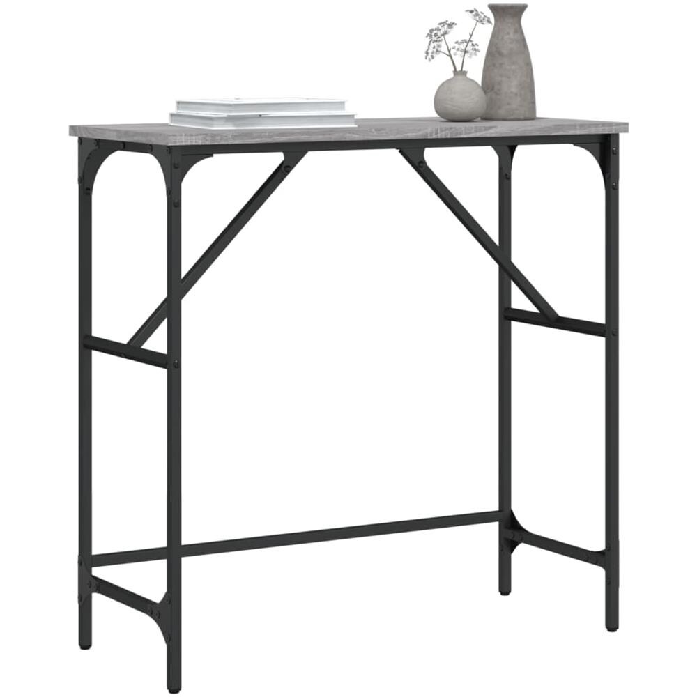 Tavolino Consolle Grigio Sonoma 75x32x75cm In Legno Multistrato - Foto 3
