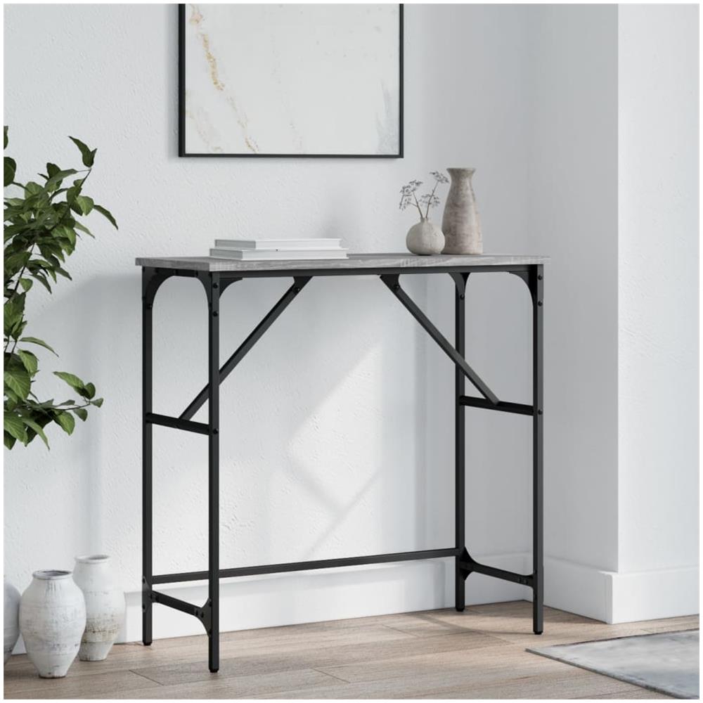 Tavolino Consolle Grigio Sonoma 75x32x75cm In Legno Multistrato - Foto 1