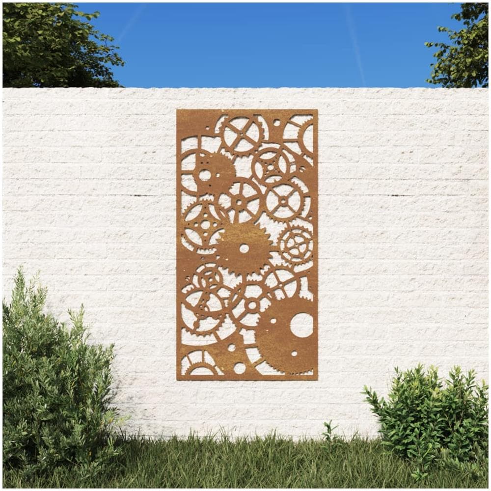 Decorazione Muro Giardino 105x55 Cm Ingranaggio Acciaio Corten - Foto 1